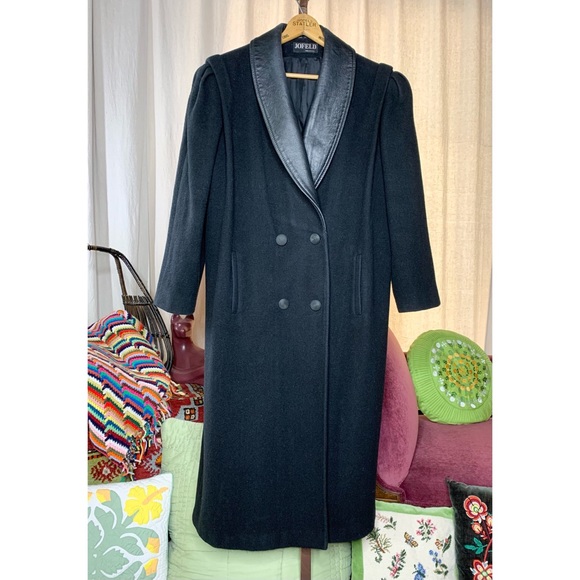 80s Wool Leather Trimmed Coat - Picture 10 of 10